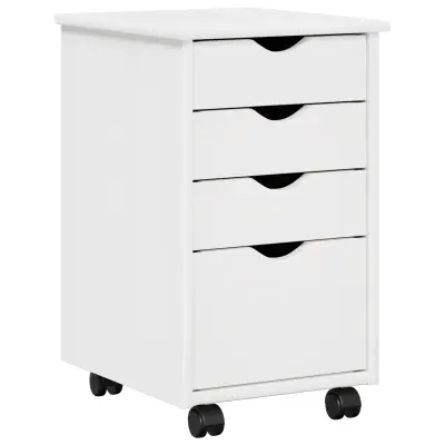vidaXL Gležnji kabinet s kolesom Bela 34 x 39 x 56 cm Masivna borovina