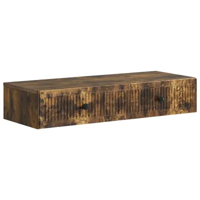 vidaXL Stenska stranska miza Dimljen hrast 87,5 x 34,5 x 17 cm
