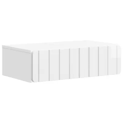 vidaXL Stenska stranska miza Bela visok sijaj 59 x 34,5 x 17 cm