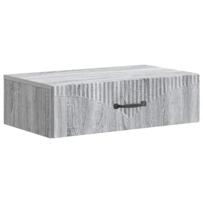 vidaXL Stenska stranska miza Siva Sonoma 59 x 34,5 x 17 cm
