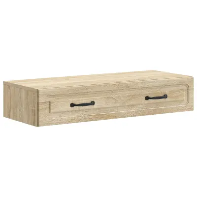 vidaXL Stenska stranska miza Sonoma hrast 87,5 x 34,5 x 17 cm