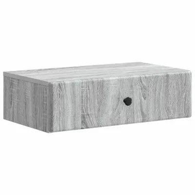 vidaXL Stenska stranska miza Siva Sonoma 59 x 34,5 x 17 cm