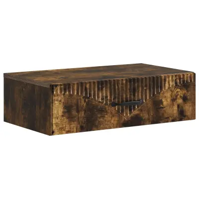 vidaXL Stenska stranska miza Dimljen hrast 59 x 34,5 x 17 cm