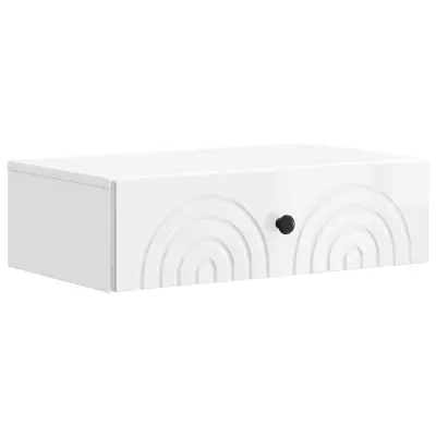 vidaXL Stenska stranska miza Bela visok sijaj 59 x 34,5 x 17 cm