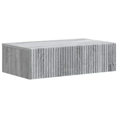 vidaXL Stenska stranska miza Siva Sonoma 59 x 34,5 x 17 cm