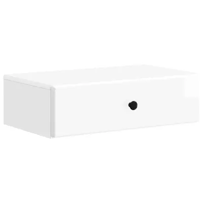 vidaXL Stenska stranska miza Bela visok sijaj 59 x 34,5 x 17 cm