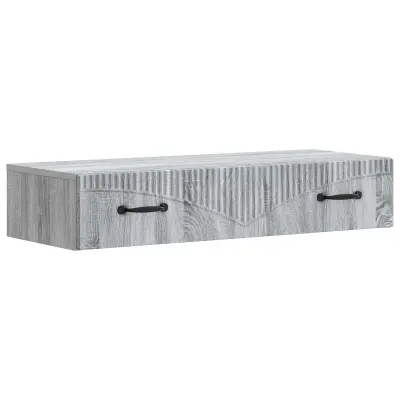 vidaXL Stenska stranska miza Siva Sonoma 87,5 x 34,5 x 17 cm