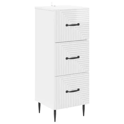 vidaXL Predalna omara Bela visok sijaj 33 x 34,5 x 89,5 cm