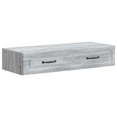 vidaXL Stenska stranska miza Siva Sonoma 87,5 x 34,5 x 17 cm