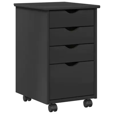 vidaXL Gležnji kabinet s kolesom Siva 34 x 39 x 56 cm Masivna borovina
