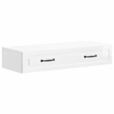 vidaXL Stenska stranska miza Bela visok sijaj 87,5 x 34,5 x 17 cm