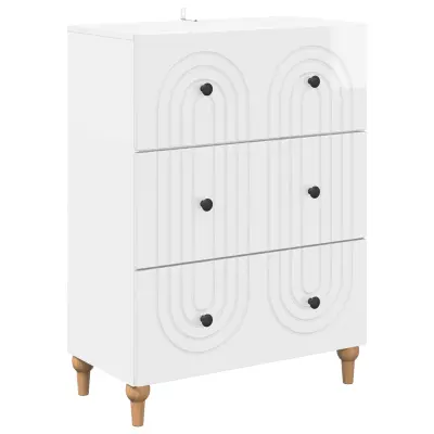 vidaXL Predalna omara Bela visok sijaj 66 x 34,5 x 90 cm