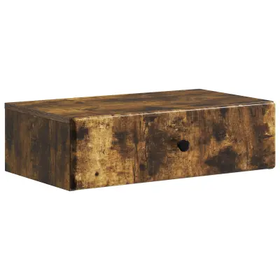 vidaXL Stenska stranska miza Dimljen hrast 59 x 34,5 x 17 cm