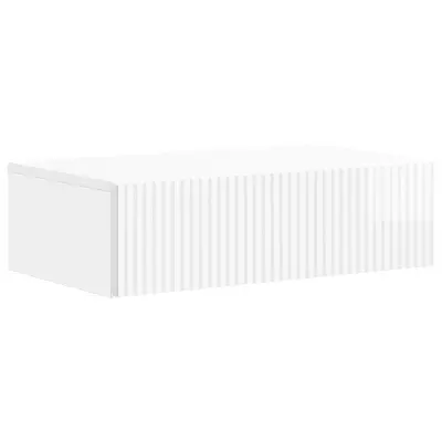 vidaXL Stenska stranska miza Bela visok sijaj 59 x 34,5 x 17 cm