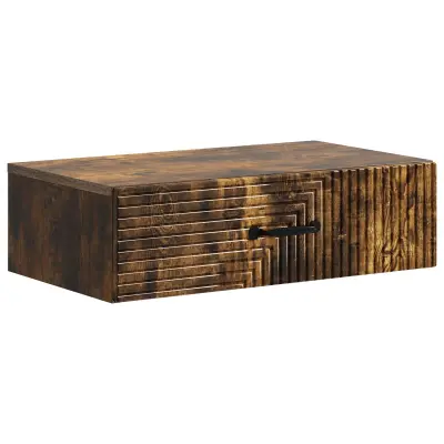 vidaXL Stenska stranska miza Dimljen hrast 59 x 34,5 x 17 cm