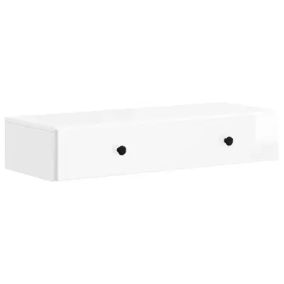 vidaXL Stenska stranska miza Bela visok sijaj 87,5 x 34,5 x 17 cm