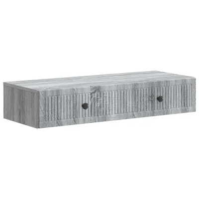 vidaXL Stenska stranska miza Siva Sonoma 87,5 x 34,5 x 17 cm