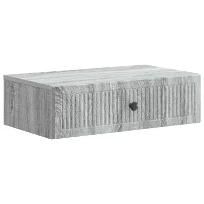 vidaXL Stenska stranska miza Siva Sonoma 59 x 34,5 x 17 cm