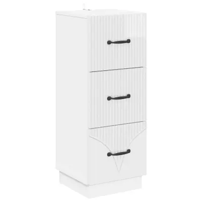 vidaXL Predalna omara Bela visok sijaj 33 x 34,5 x 87 cm