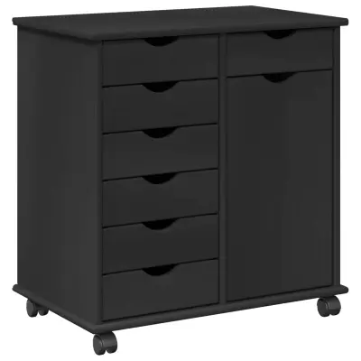 vidaXL Gležnji kabinet Črna 63,5 x 39 x 65,5 cm Masivno borovo les