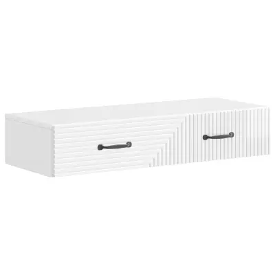 vidaXL Stenska stranska miza Bela visok sijaj 87,5 x 34,5 x 17 cm
