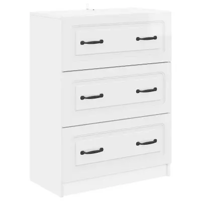 vidaXL Predalna omara Bela visok sijaj 66 x 34,5 x 87 cm