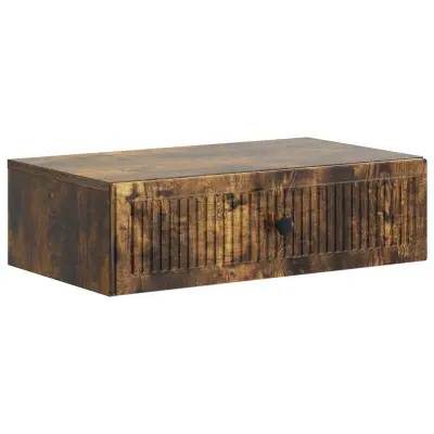 vidaXL Stenska stranska miza Dimljen hrast 59 x 34,5 x 17 cm
