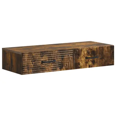 vidaXL Stenska stranska miza Dimljen hrast 87,5 x 34,5 x 17 cm