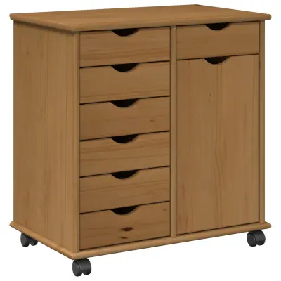 vidaXL Gležnji kabinet s kolesom Medeno rjava 63,5 x 39 x 65,5 cm