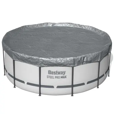 Bestway Pokrov za bazen Ø4,88 m Okrogla Poliester Siva