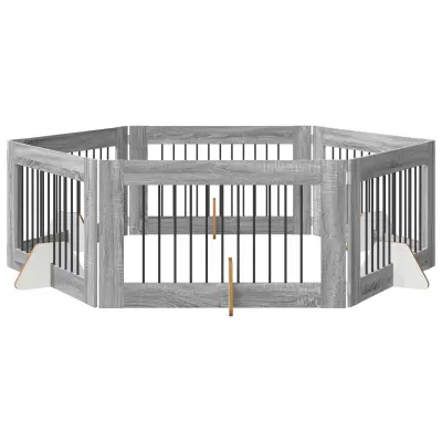 vidaXL Vrata za pse z stojali 6 pcs Siva Sonoma 100 x 60 cm