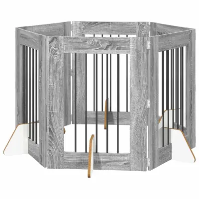 vidaXL Vrata za pse z stojali 6 pcs Siva Sonoma 60 x 80 cm