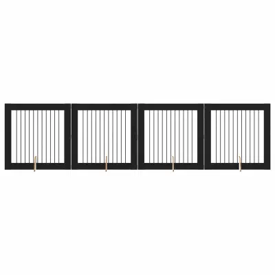 vidaXL Vrata za pse z stojali 4 pcs Črni hrast 100 x 100 cm