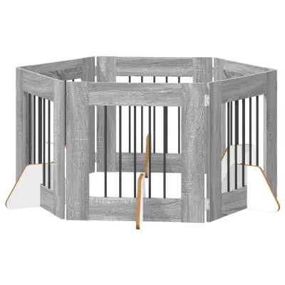 vidaXL Vrata za pse z stojali 6 pcs Siva Sonoma 60 x 60 cm