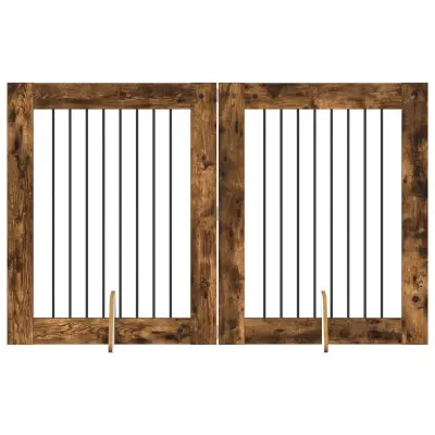 vidaXL Vrata za pse z stojali 2 pcs Dimljen hrast 80 x 100 cm