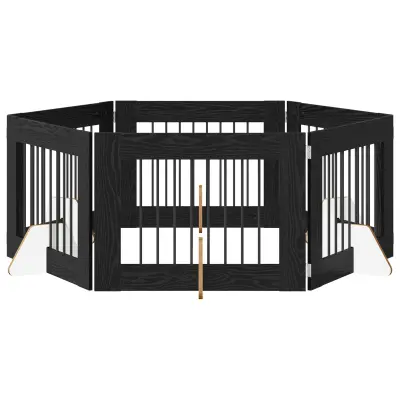vidaXL Vrata za pse z stojali 6 pcs Črni hrast 80 x 60 cm