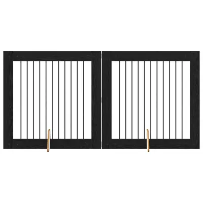 vidaXL Vrata za pse z stojali 2 pcs Črni hrast 100 x 100 cm