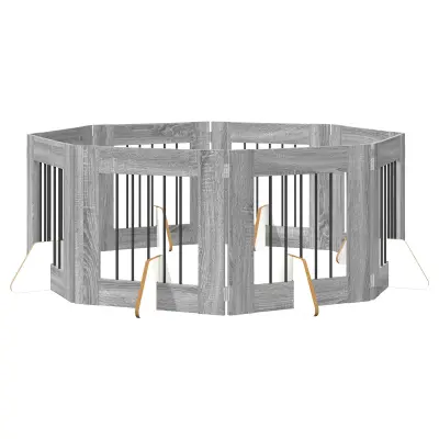 vidaXL Vrata za pse z stojali 8 pcs Siva Sonoma 60 x 60 cm