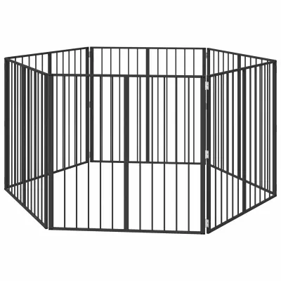 vidaXL Pasja vrata 6 pcs Črna 100 x 100 cm Cinkana jeklena
