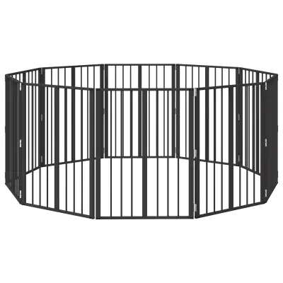vidaXL Pasja vrata 10 pcs Črna 60 x 80 cm Cinkana jeklena