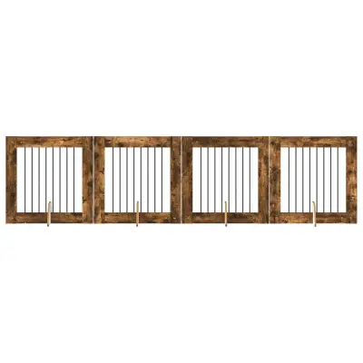 vidaXL Vrata za pse z stojali 4 pcs Dimljen hrast 80 x 80 cm