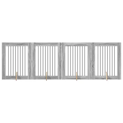 vidaXL Vrata za pse z stojali 4 pcs Siva Sonoma 80 x 100 cm