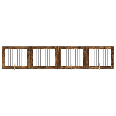 vidaXL Vrata za pse z stojali 4 pcs Dimljen hrast 100 x 80 cm