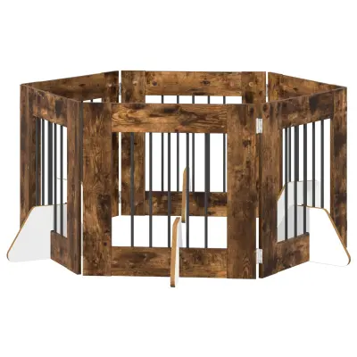vidaXL Vrata za pse z stojali 6 pcs Dimljen hrast 60 x 60 cm