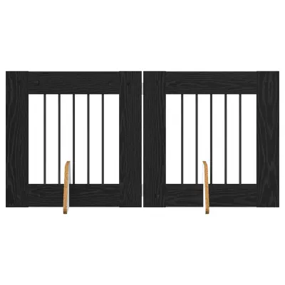 vidaXL Vrata za pse z stojali 2 pcs Črni hrast 60 x 60 cm