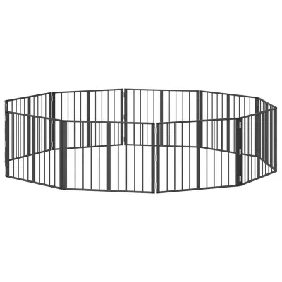 vidaXL Pasja vrata 10 pcs Črna 80 x 60 cm Cinkana jeklena