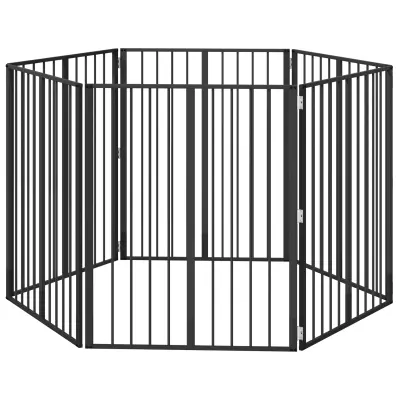vidaXL Pasja vrata 6 pcs Črna 80 x 100 cm Cinkana jeklena