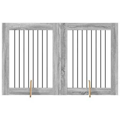 vidaXL Vrata za pse z stojali 2 pcs Siva Sonoma 80 x 100 cm