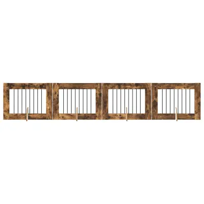 vidaXL Vrata za pse z stojali 4 pcs Dimljen hrast 80 x 60 cm
