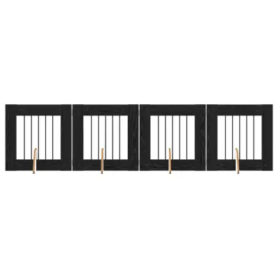 vidaXL Vrata za pse z stojali 4 pcs Črni hrast 60 x 60 cm
